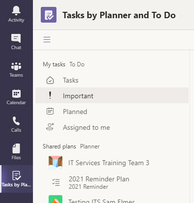 Teams Tasks screen shot