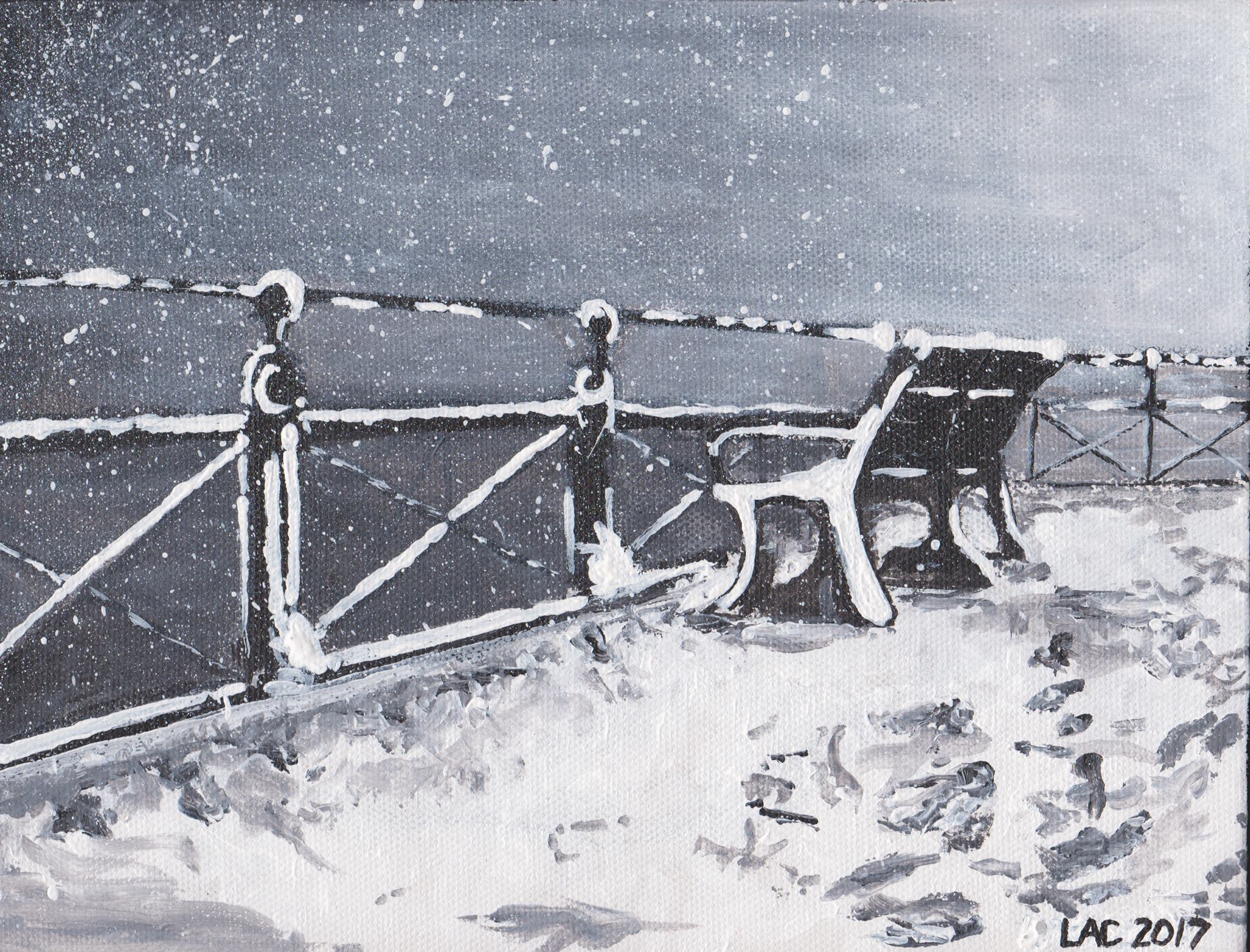 Painting of seafront by Lindsay Crook