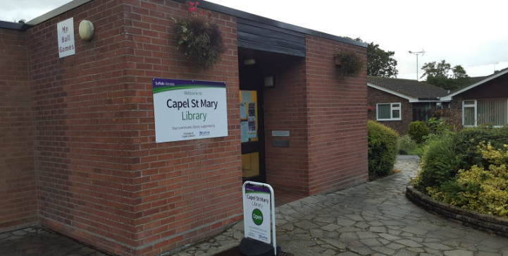 The outside of Capel St Mary Library