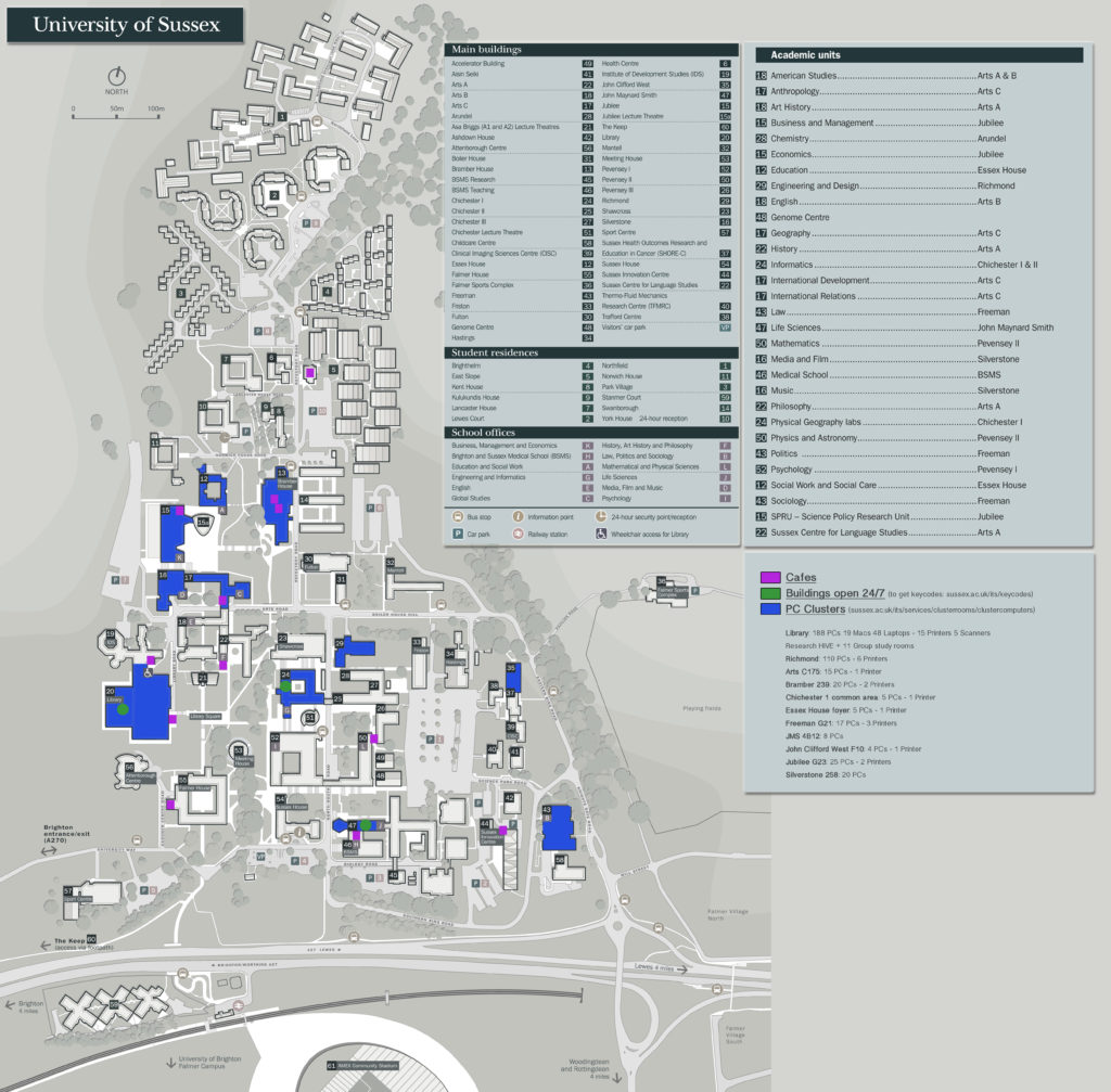 Campus map showing workspaces