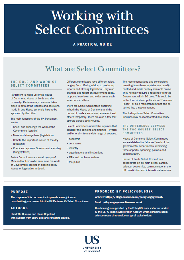 Working with Select Committees