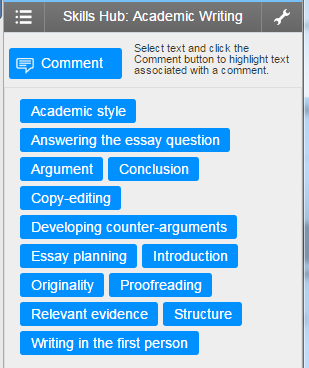 Screenshot of Quick Marks to support study skills