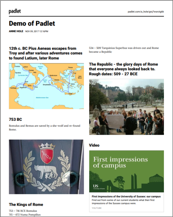 Padlet exported as a PDF