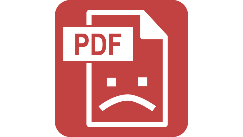 PDF Icon with a sad face.