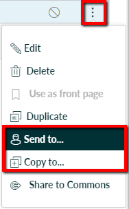 screenshot of 'send to' and 'copy to' options