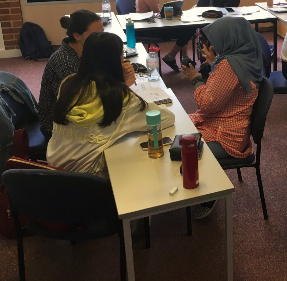 Masters students having small-group discussions. Source: Chris Stocking 
