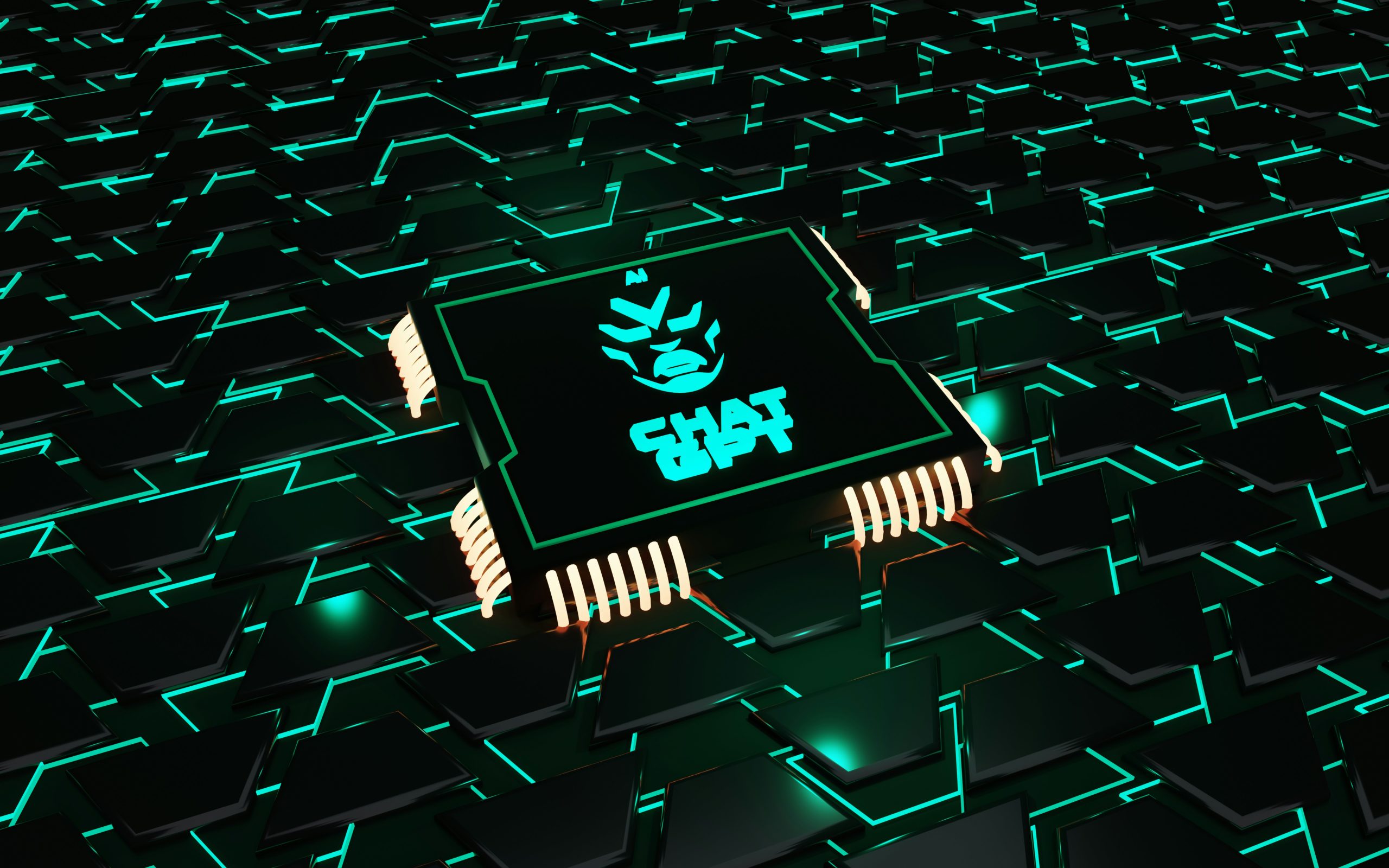ChatGPT chip on a computer chip background