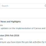 The Announcements section of the Canvas Course.