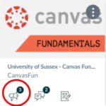 Dashboard Course Tile showing unread announcements.