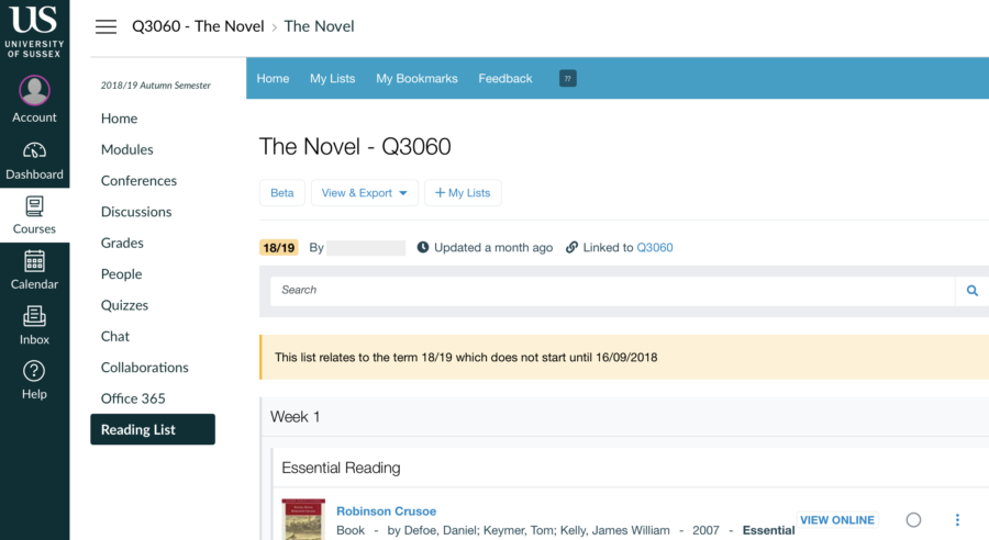 Canvas highlights 8: Embedded Reading Lists - Educational Enhancement