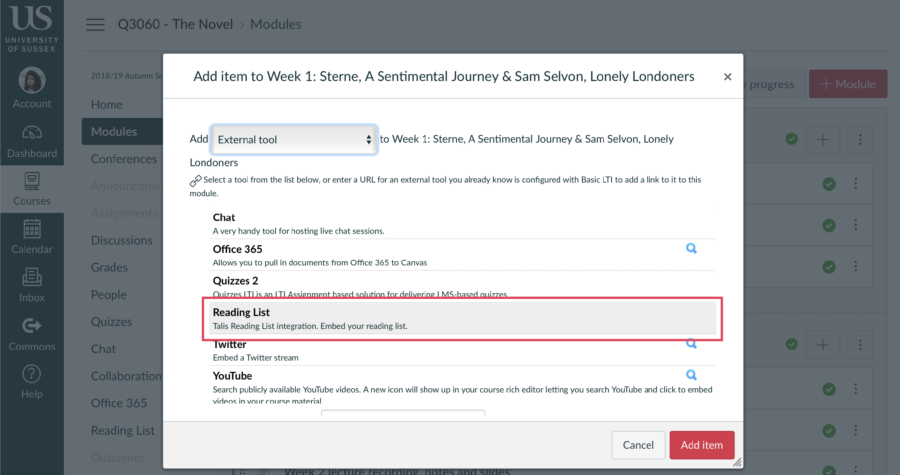 Canvas highlights 8: Embedded Reading Lists - Educational Enhancement
