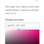 An image of the Accessibility checker showing the option to alter the text colour.