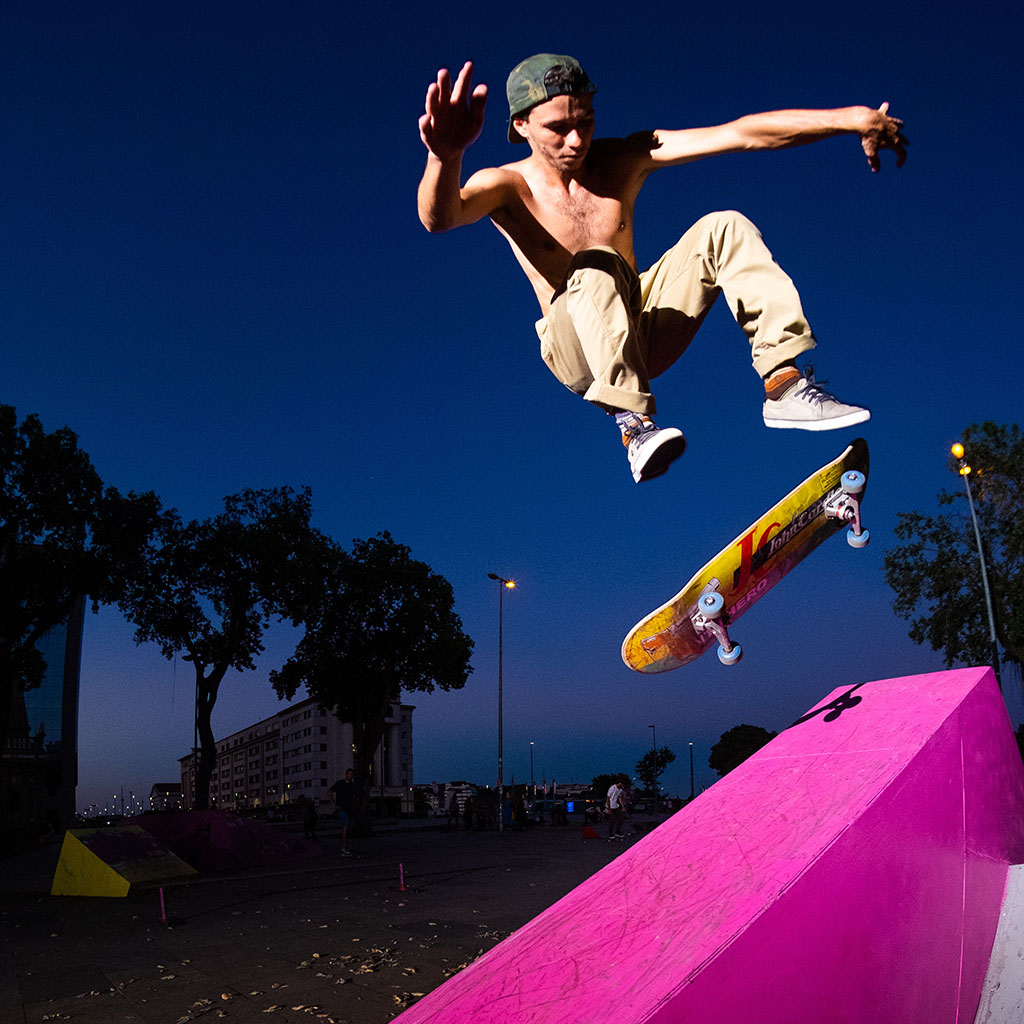 skateboarder flipping his board