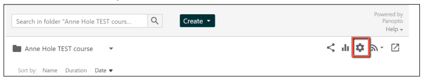 screenshot showing Panopto folder settings