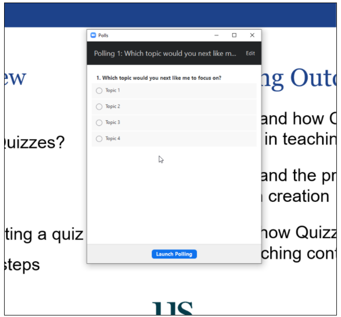 screenshot of a poll in Zoom